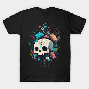 Kawaii Skull and Flowers T-Shirt